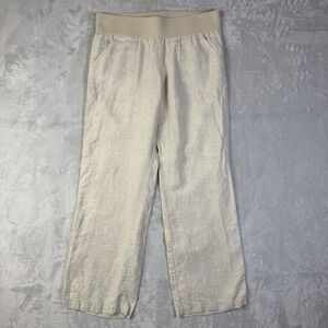 Allen Allen 100% Linen Pants Women's Medium Straight Leg Pockets Summer Resort